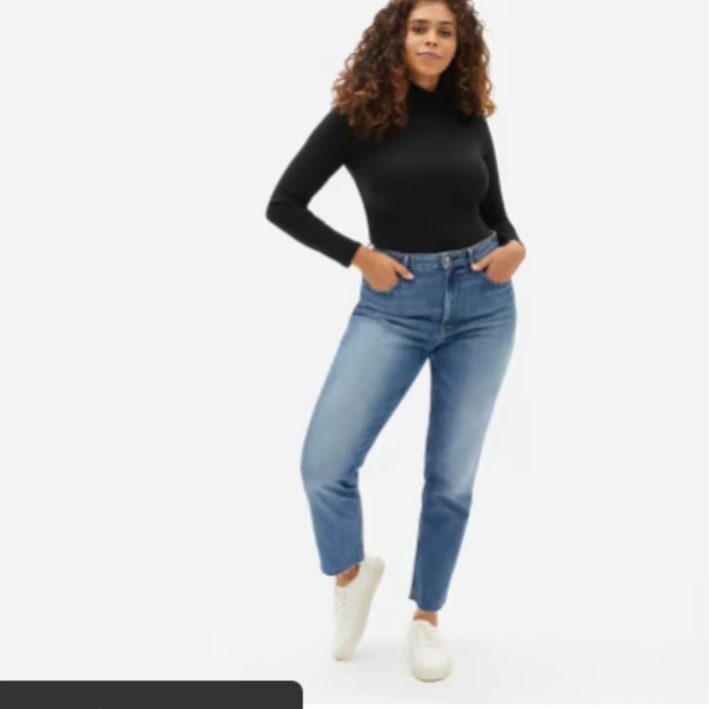 Everlane Curvy Cheeky Jean Size 28 Ankle Classic Blue Raw